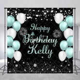 Aperturee - Aperturee Balloons Sparkle Custom Name Happy Birthday Backdrop